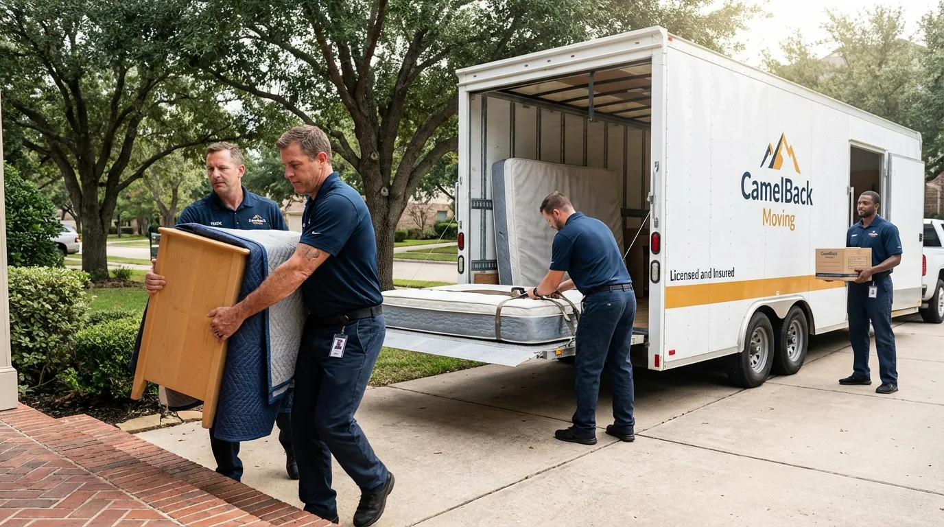 Crew loading residential truck for cross-state move from Mansfield, PA